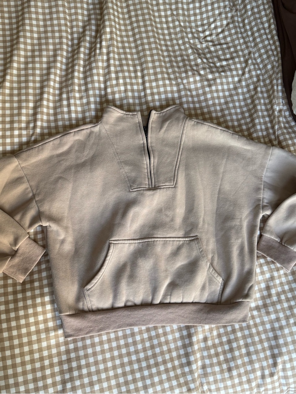 Trendy Queen Quarter Zip Pullover Sweatshirt – Coffee Gray